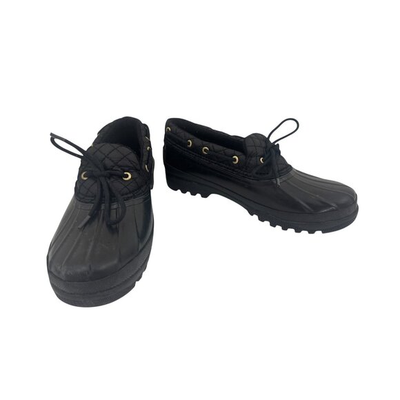 Sperry Top Sider Waterproof Rubber Ankle Boots Black Womens Size 8 Rain Duck - Picture 1 of 9